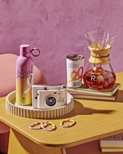 Starbucks Reserve coffee together collection with a tumbler, chemix on a light pink background