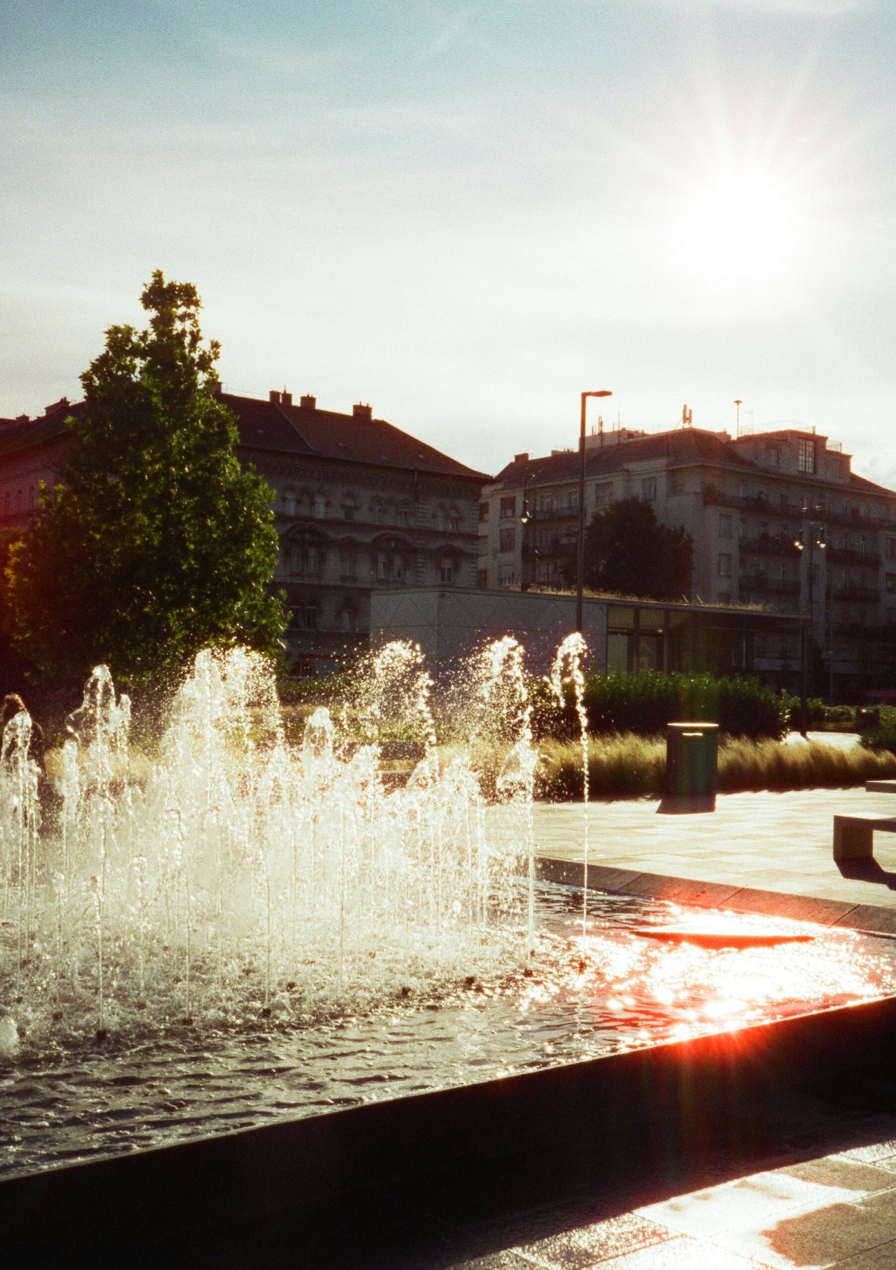 Fountain in sunlight.