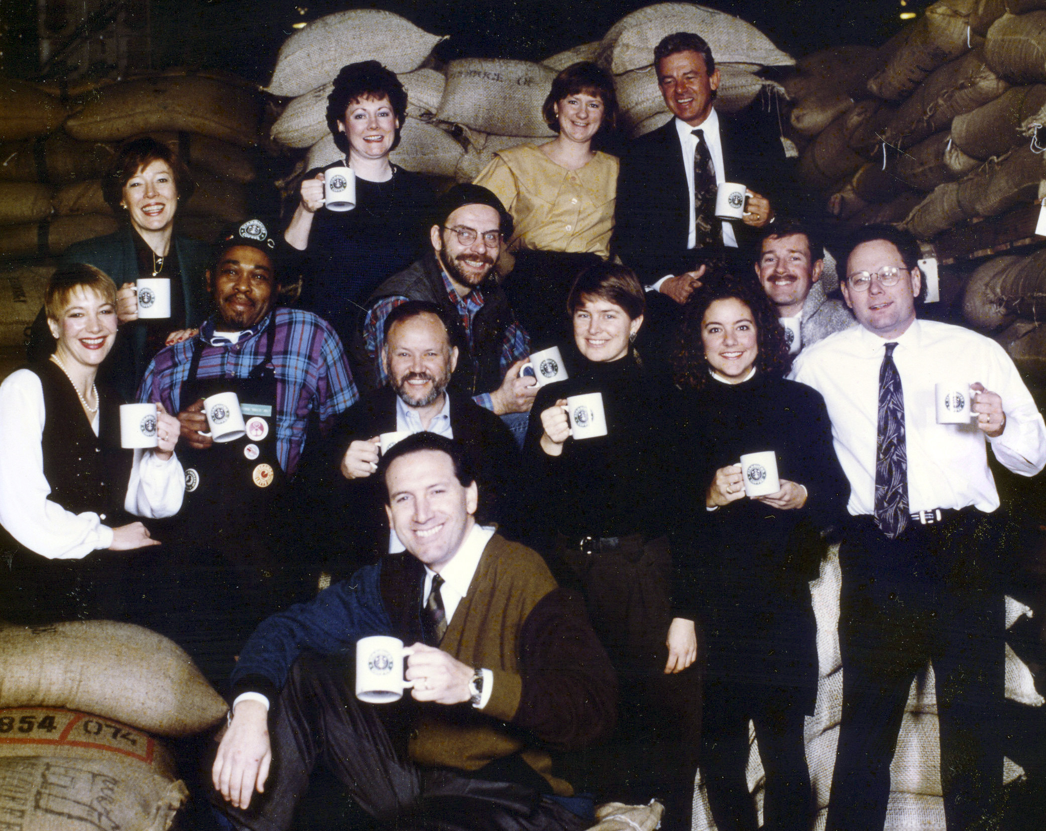 Group coffee celebration.